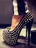 Schwarz Sexy Schuhe Frauen Plattform Mandel Nieten High Heels