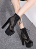 Schwarz Sexy Schuhe Frauen Plattform Peep Toe ausgeschnitten Schnürschuh mit hohem Absatz