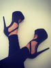 Schwarz Sexy Schuhe Frauen Schuhe Wildleder Peep Toe Criss Cross High Heels