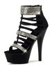Schwarz Sexy Schuhe High Heel Sandaletten Platform Open Toe Strass Strappy Sky High Sexy Sandalen