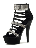 Schwarz Sexy Schuhe High Heel Sandaletten Platform Open Toe Strass Strappy Sky High Sexy Sandalen