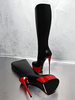 Schwarz Sexy Schuhe2021 High Heel Stiefel Plattform Runde Kappe Himmel Hohe Mitte Kalb Stiefel