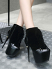 Schwarz Sexy Stiefel Frauen Plattform Stiletto Heel Ankle Boots mit Quasten