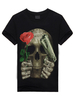 Schwarz Skull Cartoon Print T-Shirt mit kurzen Ärmeln Baumwolle T-Shirt für Männer