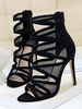 Schwarz-Sommer-Aufladungen öffnen Zehe-Chic Stiletto Solid Color Suede Frauen Sommer Suede