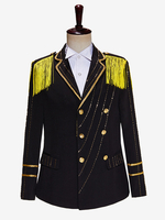 Schwarz Weiß Rot Vintage Top Elegante Lange Ärmel Polyester Polyester Faser Mantel Retro Kostüme Für Mann