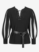 Schwarz-weißes Vintage-Oberteil Retro-Streifen lange Ärmel Polyester-Polyesterfaser-Schärpe Retro-Kostüme für Herren