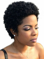 Schwarze Afro-Perücke kurze lockige Frauen-Menschenhaar-Perücke
