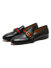 Schwarze Ballerinas für Damen PU-Leder mit runden Zehen Metalldetails Flacher Slip-On-Schuh