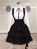 Schwarze Baumwollbänder Lolita Rock Salopette Layered Rüschen