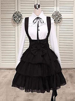 Schwarze Baumwollbänder Lolita Rock Salopette Layered Rüschen