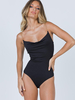 Schwarze Bodysuit-Träger für Damen Hals Metalldetails Ärmelloses; rückenfreies; sexy Polyester-Oberteil