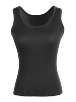 Schwarze Cami Top Jewel Neck Polyester Casual Camis für Damen