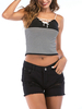 Schwarze Cami Top Straps Hals Baumwollmischung Casual Stripes Women Camis