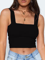 Schwarze Cami Top Straps Hals Polyester Sexy Camis für Frauen