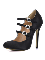 Schwarze Damen Pumps mit High-Heels und Schnallen
