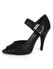 Schwarze Damen Pumps mit Schnallen und Peep-Toe Vorderteil