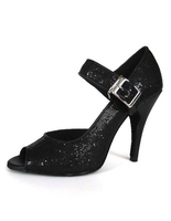 Schwarze Damen Pumps mit Schnallen und Peep-Toe Vorderteil