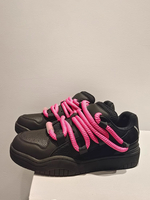 Schwarze Damen Skate Sneakers mit runder Spitze und Schnürung Freizeitschuhe