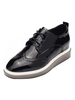Schwarze Damen Sneakers Runde Spitze Schnürschuhe Oxford Schuhe Freizeitschuhe