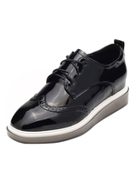 Schwarze Damen Sneakers Runde Spitze Schnürschuhe Oxford Schuhe Freizeitschuhe