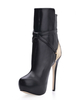 Schwarze Damen Stiefeletten aus PU mit Schnallen und High Heels