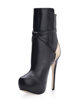 Schwarze Damen Stiefeletten aus PU mit Schnallen und High Heels