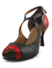 Schwarze Damen Tanzschuhe mit Peeptoe-Vorderteilen und niedrigen Heels