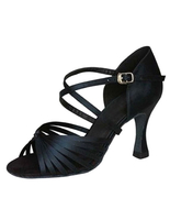 Schwarze Damen Tanzschuhe mit Riemchen und niedrigen Heels 2020