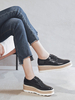 Schwarze flache Oxfords Frauen runde Zehen schnüren Freizeitschuhe