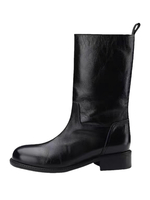 Schwarze flache Stiefeletten mit runder Spitze für Damen