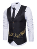 Schwarze Formal Weste V-Ausschnitt Bestickte Regular Fit Herren Weste