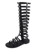 Schwarze Gladiator-Sandalen aus PU-Leder mit runder Zehe Nieten Gladiator-Sandalen