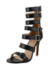 Schwarze Gladiator Sandalen Frauen öffnen Zehe Schnalle Detail High Heel Sandal Schuhe