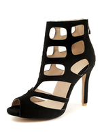 Schwarze Gladiator Sandalen Frauen Peep Toe ausgeschnitten High Heel Sandaletten