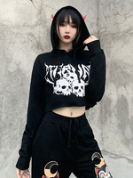 Schwarze Gothic Hoodies Gothic Cotton Top Retro Pullover Hoodies