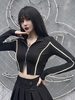Schwarze Gothic Jacke der Damen Gothic Polyester Langarm Retro Kostüme