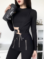 Schwarze Gothic Tops Ketten Gothic Chain Damen Tops