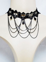 Schwarze gotische Hochzeitshalsketten Schwarze rechteckige Hochzeitshalskette