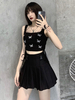 Schwarze gotische Panzer der Frauen Gothic Cotton Butterfly Retro Tops
