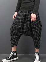 Schwarze Harem Pants Plaid Casual Hosen für Männer