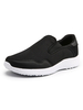 Schwarze Herren Sneakers Mesh Runde Zehe Slip On Schuhe Freizeitschuhe