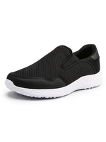 Schwarze Herren Sneakers Mesh Runde Zehe Slip On Schuhe Freizeitschuhe