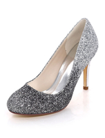 Schwarze High Heels Pailletten Round Zehe Stiletto Pumps Frauen Kleid Schuhe
