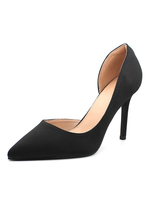 Schwarze High Heels Satin Spitze Zehe-Stilett-Absatz-Kleid-Schuhe