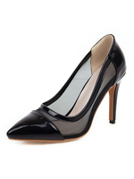 Schwarze High Heels Spitze Zehen Stiletto Absatz Slip On Pumps Frauen Klare Schuhe