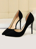 Schwarze High Heels Wildleder Spitzschuh Slip On Pumps Frauen Kleid Schuhe