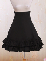 Schwarze High-Waist Lolita Röckchen Schnürschuh geschichteten Rüschen