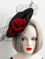Schwarze Hochzeit Hüte Spitze Tüll Blume Vintage Abend Hüte