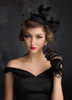 Schwarze Hochzeit Kopfbedeckungen Feder Tüll Birdcage Veil Stirnbänder